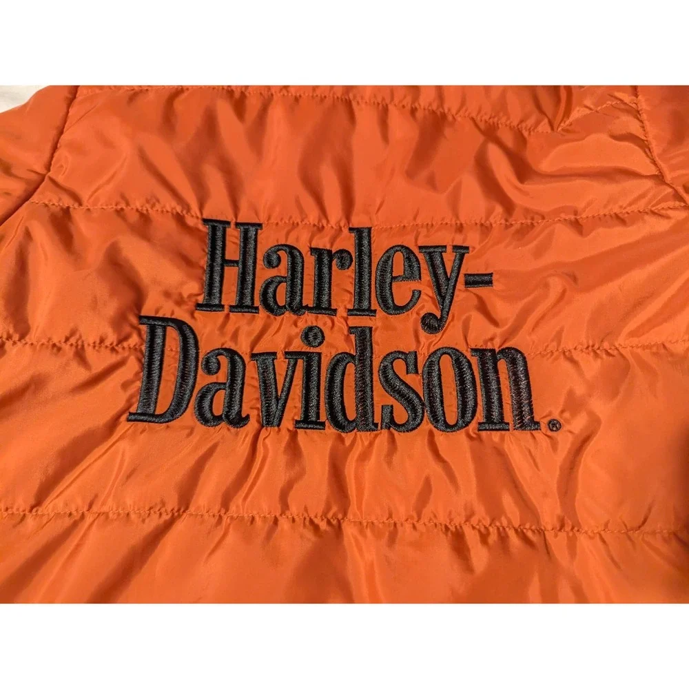 Harley-Davidson‎ Boys Bar & Shield Logo Channel Quilted Jacket Orange Puffer 6/7